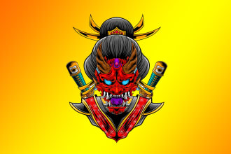 create  japanese gaisha mask logo within new concepts for you