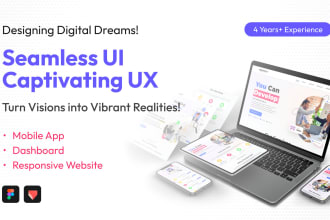 do ui ux design, website, dashboard, mobile app ui ux design, and wireframing