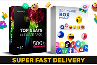 design digital product 3d box mockup software, online course cover