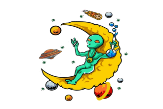 design creative weed alien smoking  logo with new concept in 1 day