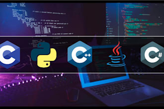 code your c language, cpp, python and java programming tasks projects