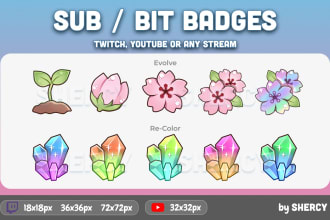 design custom sub badges for twitch, youtube or stream