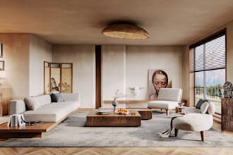 create a photorealstick  interior and exterior design