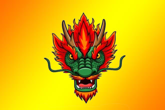 design beautiful asian dragon head logo with free revisions and vector file