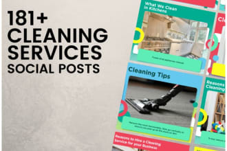 do 180 cleaning service social posts with captions