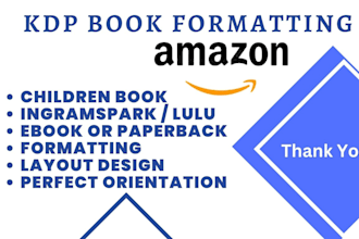 do formatting kindle ebook, paperback or create, publish kdp amazon account