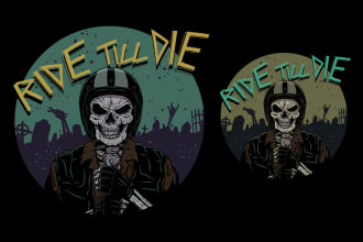 draw vintage skull illustration with custom typography