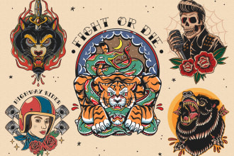 make old school or traditional style tattoo logo design