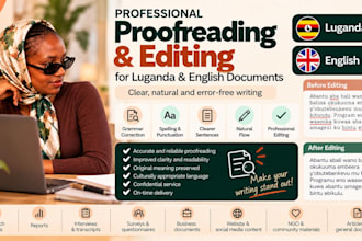 professionally proofread and edit your luganda and english document