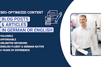 write SEO optimized content in german or english