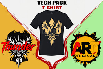 do custom urban t shirt design flat sketch tech pack