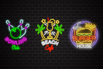 design custom neon logo, sign, and text with extra fast delivery