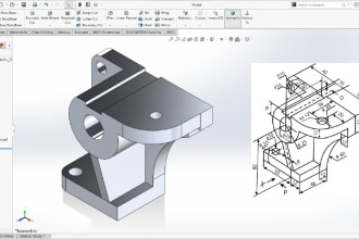 do 3d models and 2d drawings in solidworks, creo, catia, inventor, fusion 360