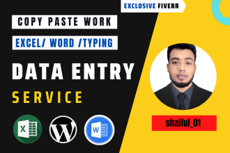 do data entry, copy paste, web research, PDF to excel, and typing job