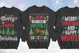 do ugly christmas sweater and tshirt design for merry christmas