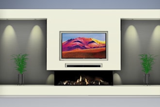 create a full 3d media wall and drawings for your room