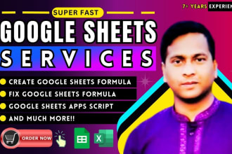 create, edit and fix any google sheets formula and dashboard