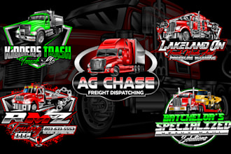 design truck towing logistics and trasnport business logo