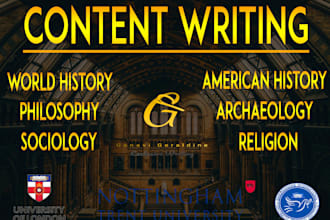 write content on world history, american history, sociology and philosophy