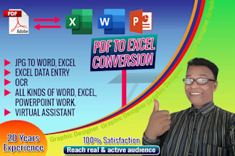convert PDF to excel, word, jpg, typing