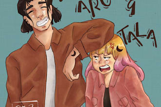 draw a cute webtoon potrait illustration for single, couple, family