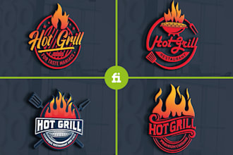 do restaurant BBQ grill cafe pizza food logo design