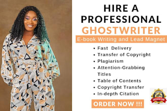 write professional ebook, ghost ebook and kindle ebook