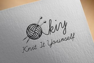 design sewing, tailor logo, crochet knitting, needles