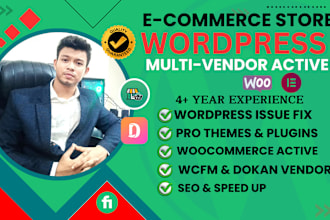 create ecommerce online store, multivendor business woocommerce wcfm,dokan site