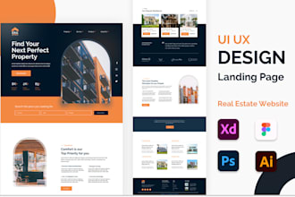 design real estate landing page, real estate website UI UX