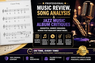 write music reviews, song analysis, and jazz album critiques