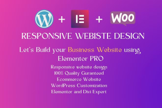 design responsive wordpress elementor  woocommerce website with elementor