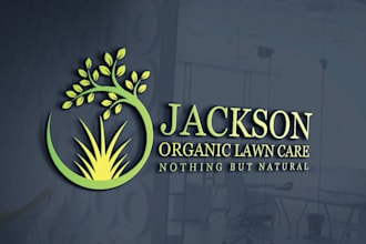 provide attractive organic lawncare logo design in 24 hours