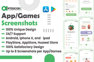 design game or app screenshots for play store and app store