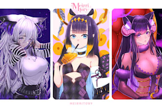draw your character illustration with anime style for vtuber