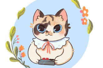 do a cute illustrated portrait of your pet