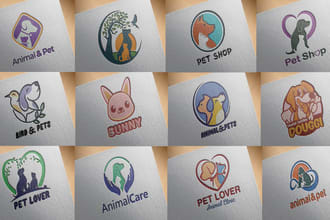 design pet, dog, cat or animal, and veterinary clinic logo