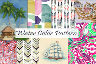 create hand drawn watercolor illustration, portraits, patterns