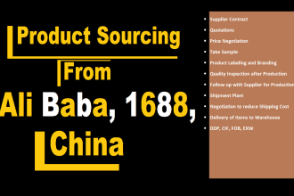 do product sourcing, find the best suppliers from ali baba, china