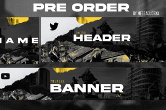 design a youtube banner and gaming banner and twitter header