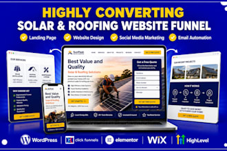 design highly converting solar landing page roofing construction website funnel