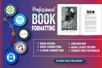 amazon KDP book formatting, ebook, paperback and kindle book formatting