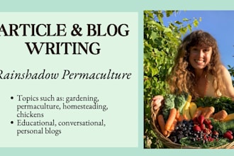 write garden and permaculture articles, blogs