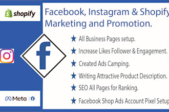 do facebook ads,instagram promotion and shopify store create