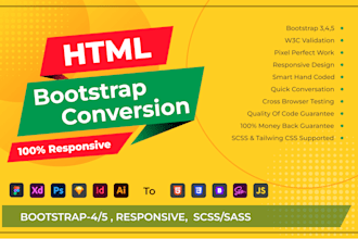 figma to HTML xd to HTML responsive scss bootstrap