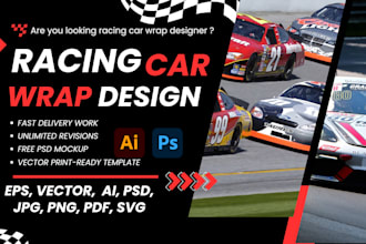 do racing car ,sport car ,gaming car ,livery car,  custom car wrap design