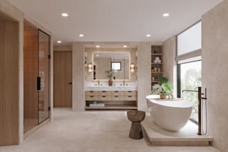 create 3d realistic bathroom visualization