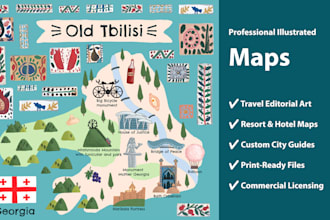 design a custom illustrated map and visual guide for your travel business