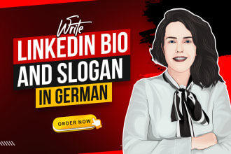 write an linkedin bio and slogan in german for you