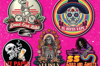 craft hand drawn vintage retro mexcian day of dead skull logo